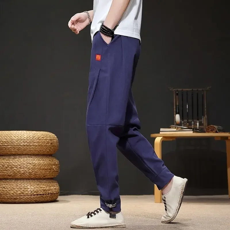 Trousers Skinny Autumn And Winter Plain Male Sports Pants Slim Cropped Men's Sweatpants Tights Aesthetic Hot Aesthetic Hot Loose