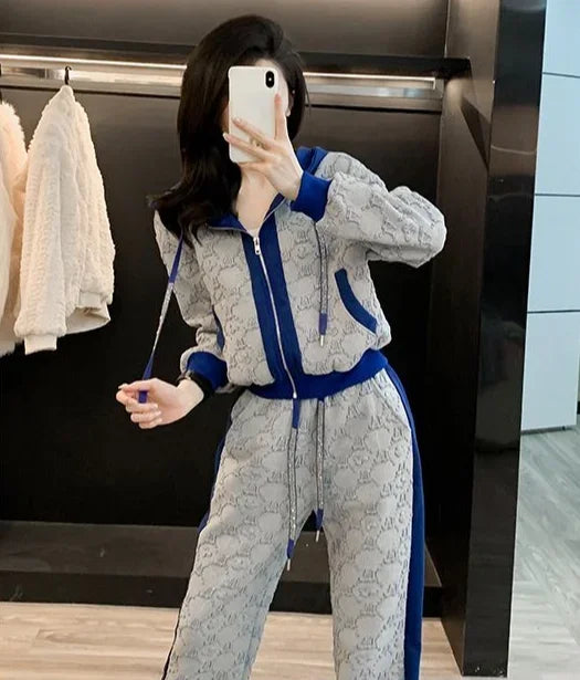 Pant Sets for Women 2 Pieces Tracksuit Spring Autumn Trousers Woman Color Matching Sport Sweatshirt Wholesale Bulk Aesthetic D