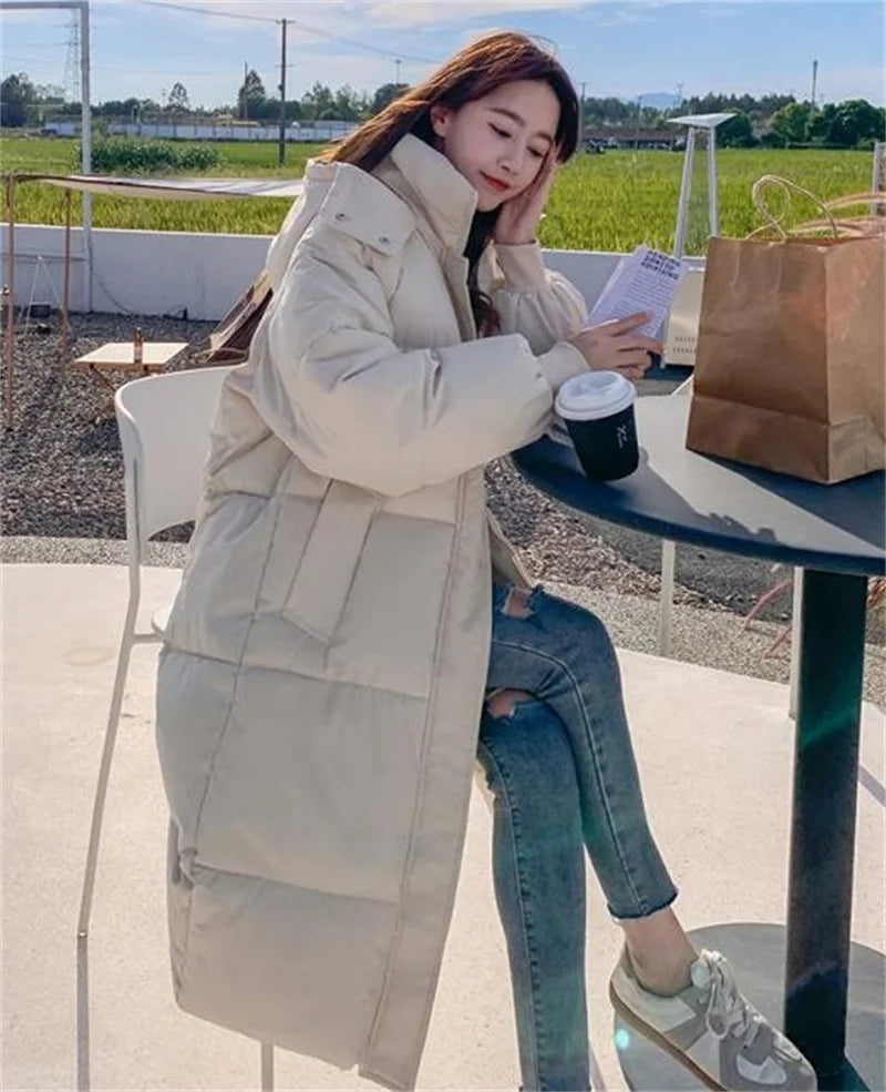 2024 New Winter Autumn Women Jacket White Duck Down Hoodies Puffer Jackets Long Coats Warm Windproof Black White Coats Outwear