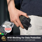Mens Slim Wallet With Money Clip: Minimalist Anti theft Blocking Credit Card Holder Front Pocket Wallets