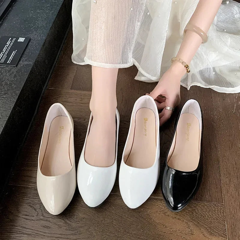 Women Candy Color Ballet Flats White Wedding Shoes Woman Flats Patent Leather Slip on Shoes Zapatos Mujer Ladies Boat Shoes NEW