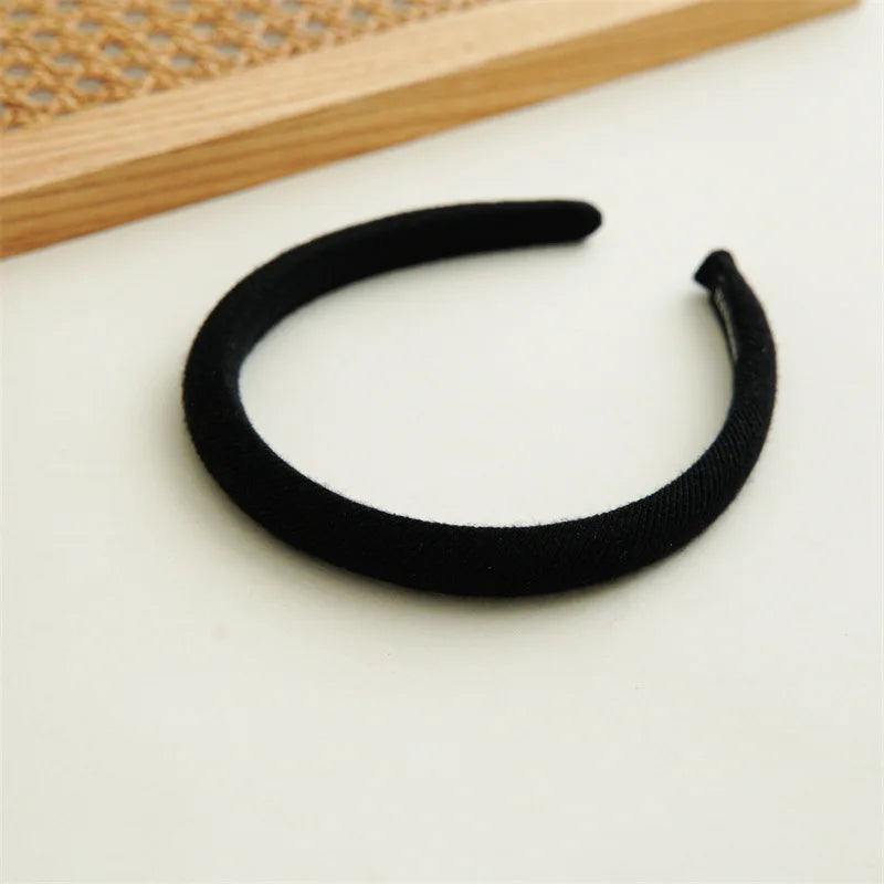 Winter milk white narrow edge hairband for Women Simple ,fresh solid-color fabric Versatile high-crown headband hair accessory