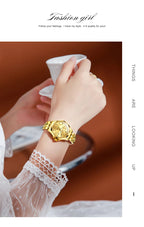 OLEVS 2906 Couple Watch Luxury Stainless Steel Waterproof Clock Fashion Roman Scale Diamond Calendar Dial Men Women Quartz Watch