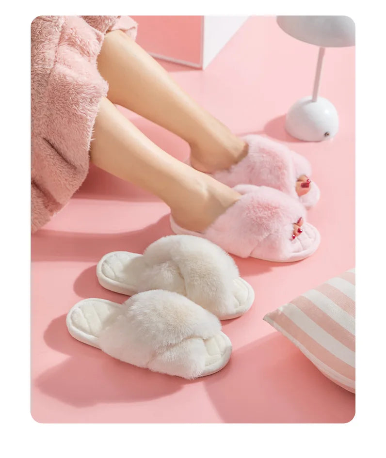Women Slippers New 2023 Fur Indoor Fashion Woman Shoes Daily Vacation Shoes Ins Style Footwear Size 36-41