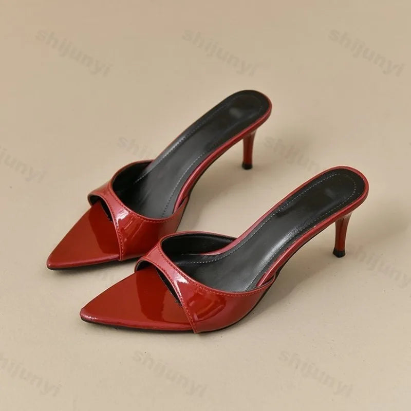 Women's High Heels Summer Slippers Women Sandals Fashion Classic Pointy Open Toe Stiletto Heels Sexy 2025 High-heeled Slippers