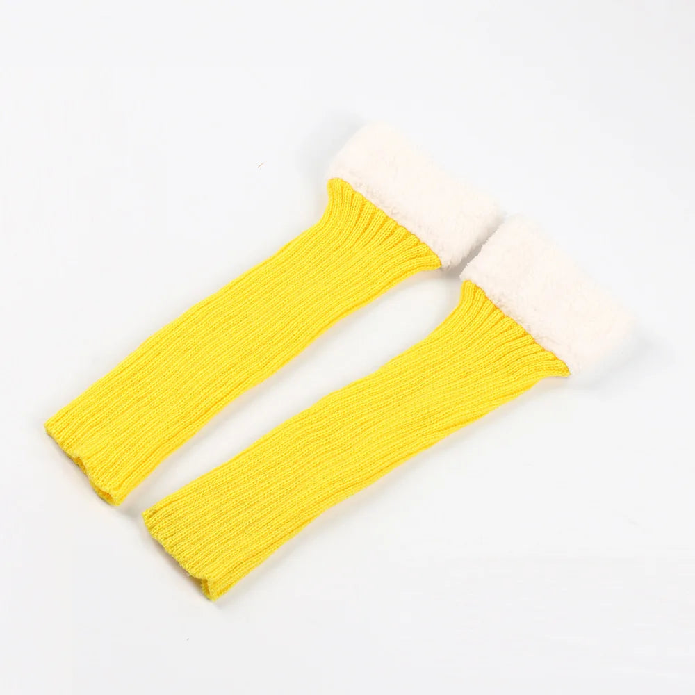 Winter Christmas Ladies Warm Ribbed Knit Leg Warmers Womens LegWarmers Polar Fleece Neon Colored Boot Cuffs for Festive Occasion