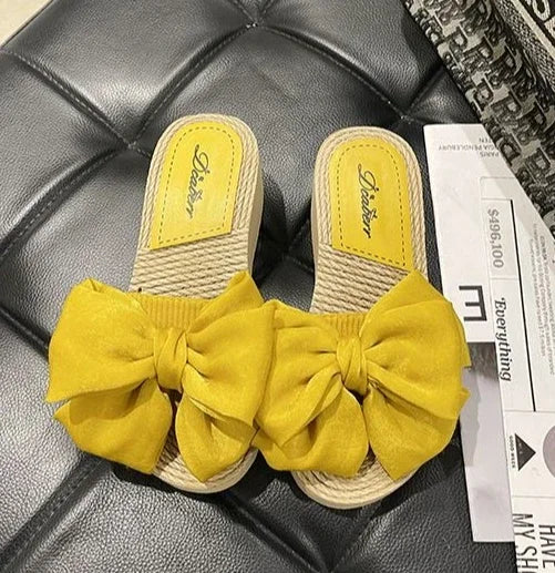 Platform Woman Slippers With Bow Sandals Easy Wears Shoes for Women Vip New Collection Designer Luxury Stylish Slides Wholesale