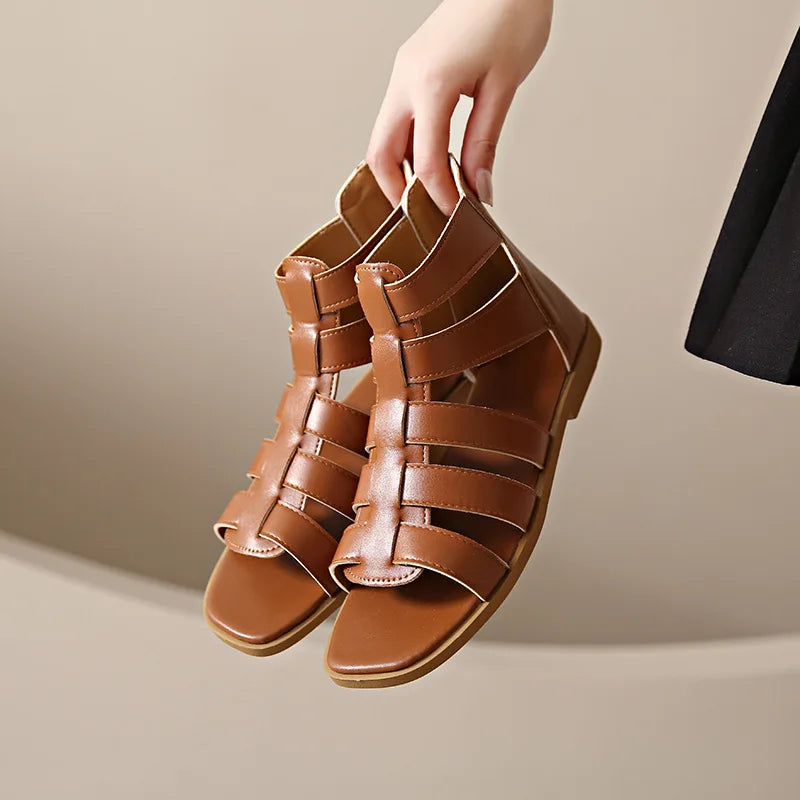 Women's Sandals Summer Elegant Casual Low Heels Flats Gladiator White Fish Toe with Best Selling Woman Shoes