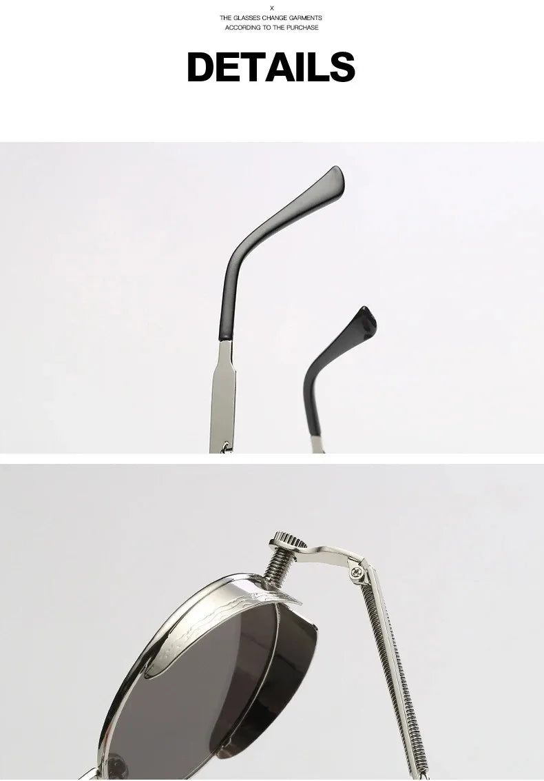 Steampunk Sunglasses For Men Women Round Frame Driving Outdoor Sports UV400 Sun Glasses Fashion Trend Retro Male Female Eyewear