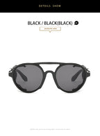 2022 Steampunk Googles Men Retro Punk Round Sunglasses Brand Design Double-bridge Windshield Hiking Driving Shades Eyewear UV400