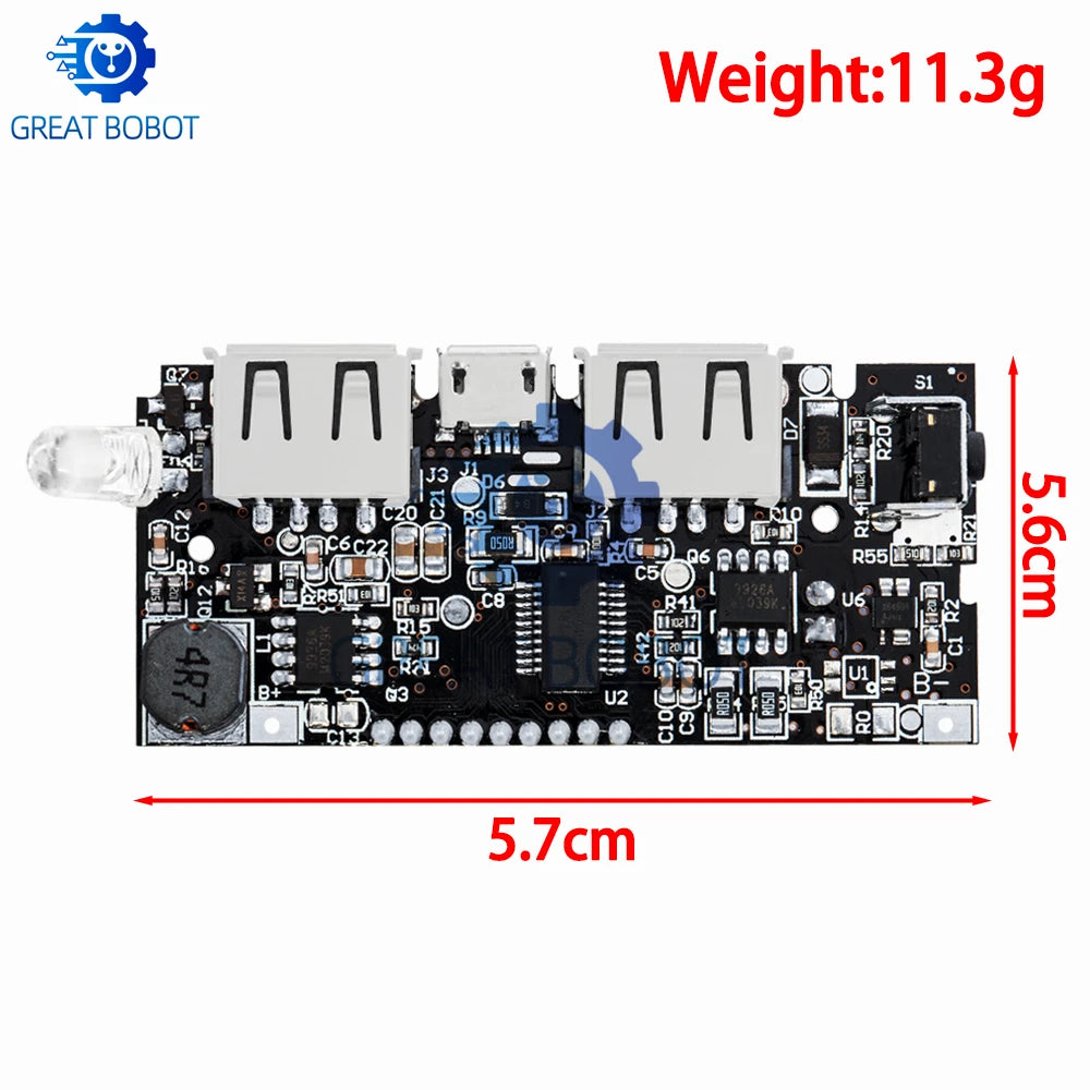 BS Dual USB Mobile Power Bank: 5V 1A & 2.1A Output! 18650 Battery - Powered PCB Power Module -  Phone Charging & DIY