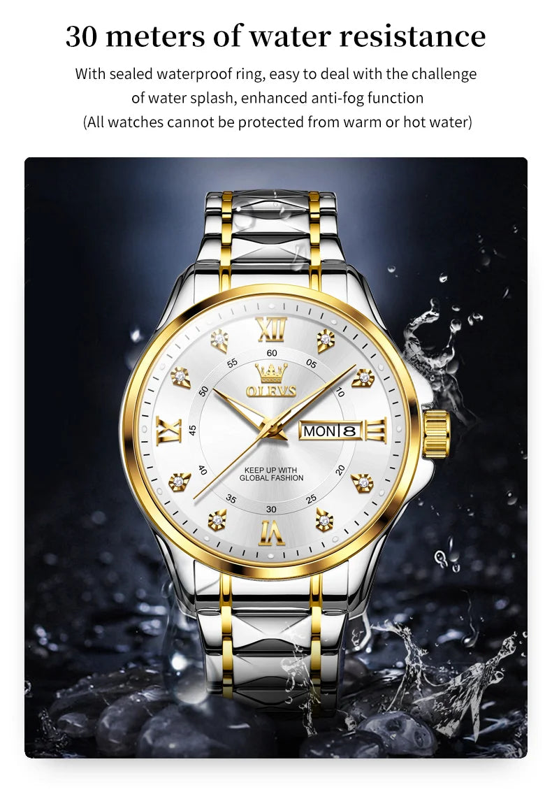 OLEVS 2906 Couple Watch Original Roman Scale Diamond Dial Luxury Quartz Watch For Men Women Rhombus Strap Waterproof Hand Clock