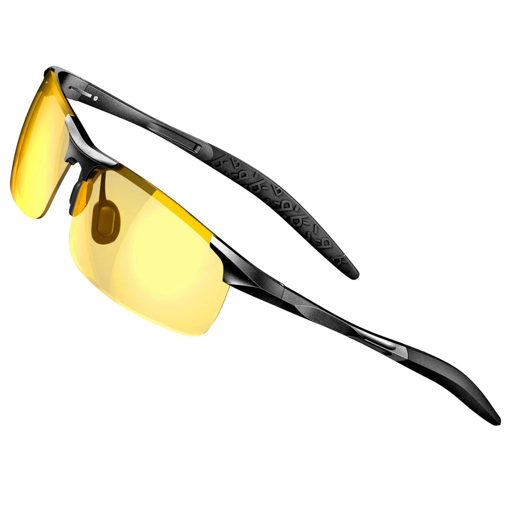 Fishing Sport Sunglasses Men Polarized UV400 Aluminum Rectangle Rimless Sun Glasses Photochromic Night Vision Eyewear