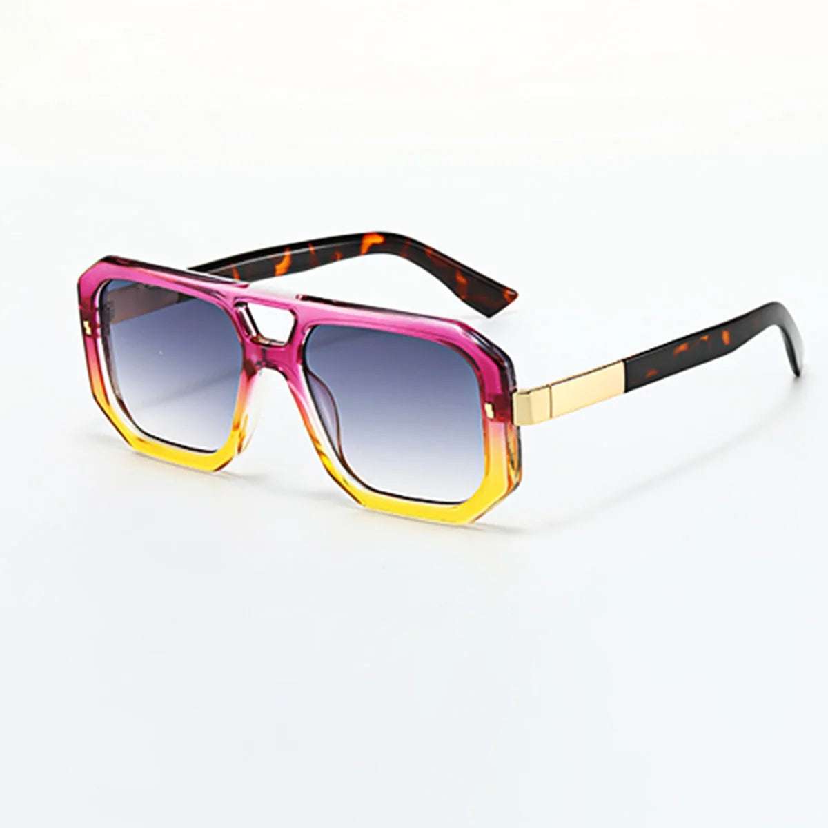 Sunglasses Men Art Geometry Double Frame Glasses Double Beam Glasses Square Frame Modern Minimalist Commuting Items