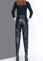 Pants for Women High Waist PU Leather Harem Woman Trousers Aesthetic One Size Classic Autumn Trends 2025 90s Outfits Clothing G