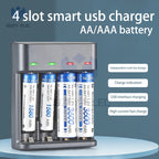Battery Charger 4 Slot Intelligent Fast Charge With LED Indicator For 1.2V NiMH NiCd AAA/AA Rechargeable Batteries USB Charger