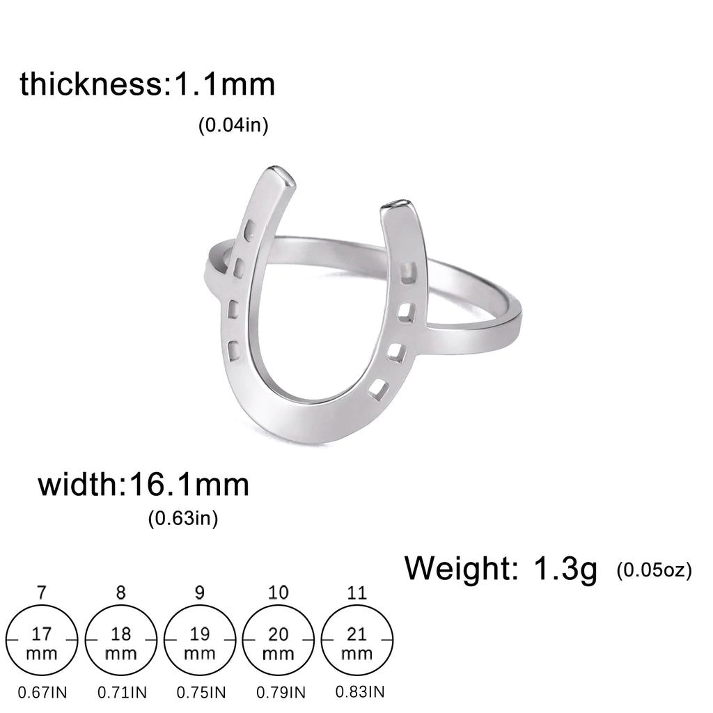 Unift Horseshoes Rings for Women Cowboy Cowgirl Stainless Steel Finger Ring Trendy Fashion Equestrian Horse Lover Jewelry Gift