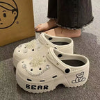 Women Slippers Cute Cartoon Platform Fashion Clogs Summer Shoes Woman Beach Slides Thick Bottom DIY Flower Female Street Sandals