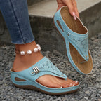 Woman Slippers Leather Non-Slip Soft Platform Shoes Flip Flops Summer Wedge Slippers Lightweight Orthopedic Sandals Slides Women