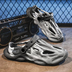 Men's Slippers New 2025 Platform Sandals for Men Anti-slip Mens Shoes Man Wearing Outside Summer Hollow Breathable Flat Pvc