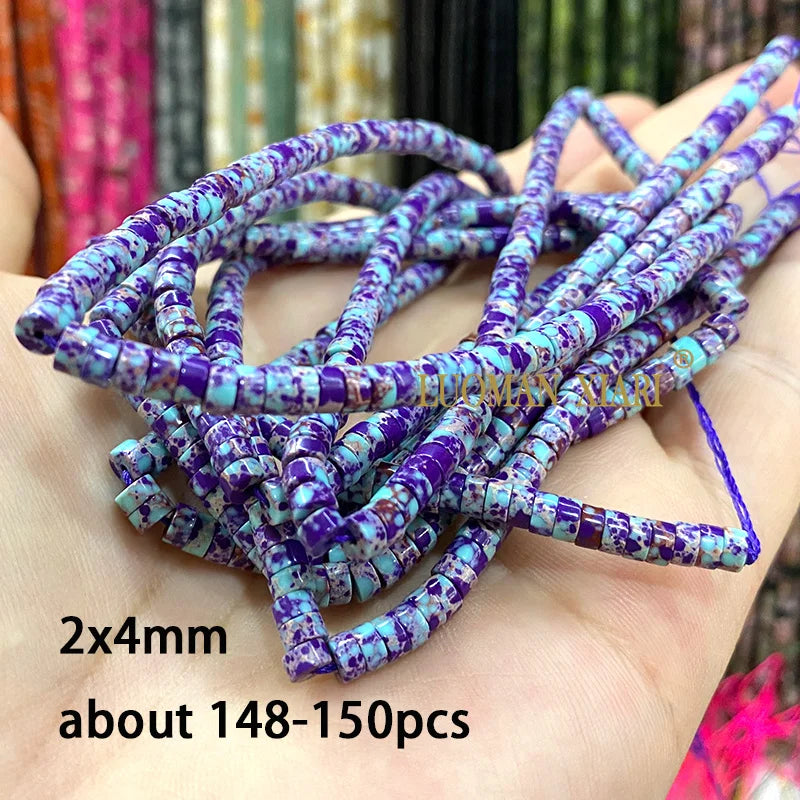 Natural Stone Purple Blue Sea Sediment Jasper Turquoise Abacus Square Spacer Beads for Jewelry Making DIY Bracelet Accessories