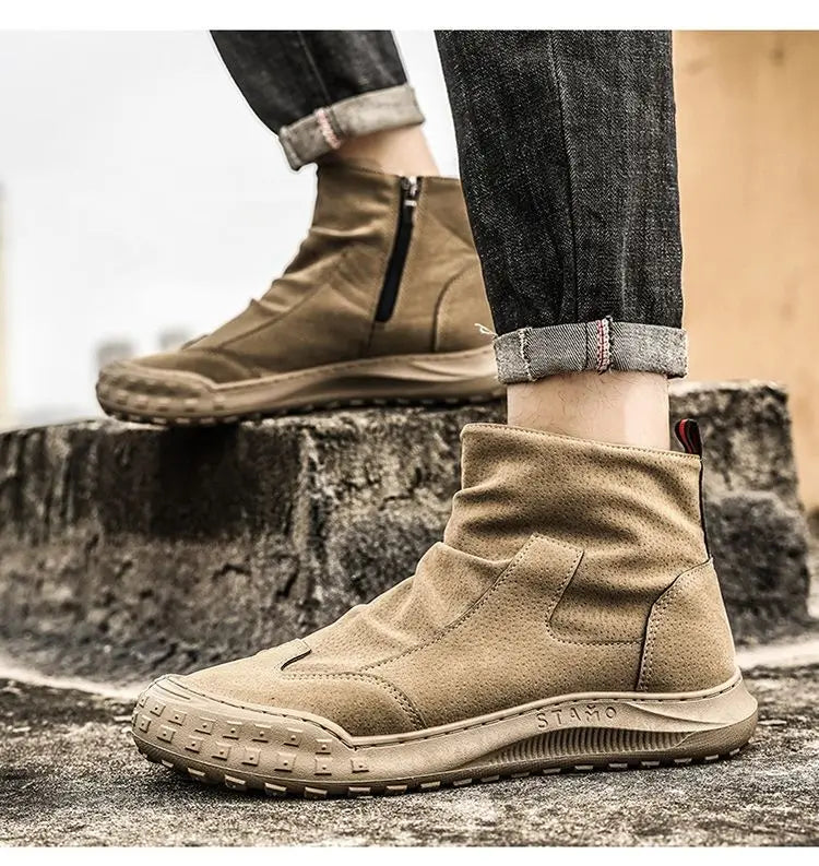 New Male Shoes Spring Autumn Men's Boots High Cut Footwear Quality Offers Cheap Original Deals Y2k Size 45 Designer Classic Sale