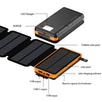 Folding Solar Power Bank with 4 Solar Panels 50000mAh Portable Solar External Battery Compatible with IOS Android USB-A USB-C