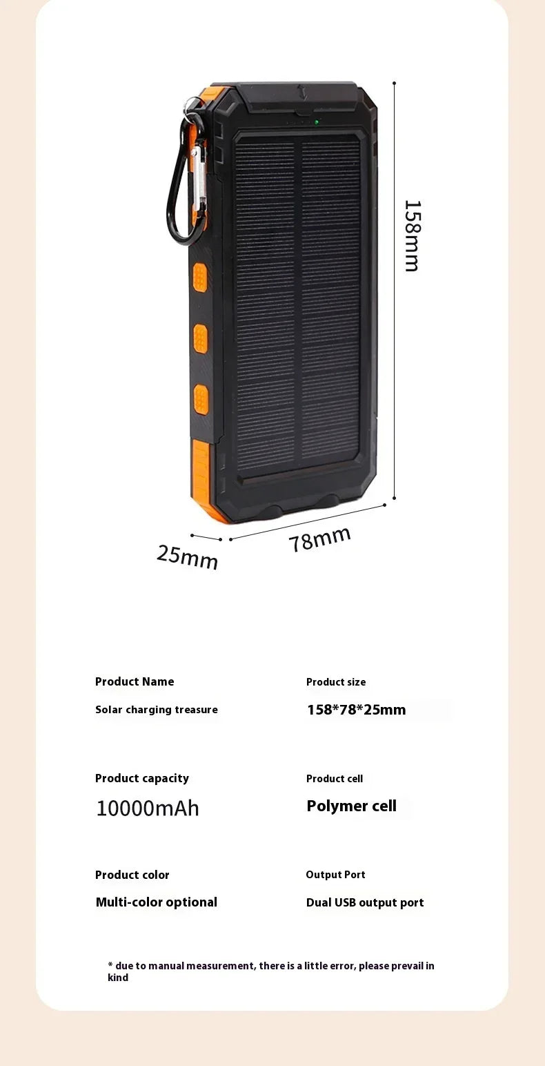 Solar Power Bank 20000mah Large Capacity Portable Charger Compatible with IOS Android USB-A and USB-C Fast Charging Powerbank