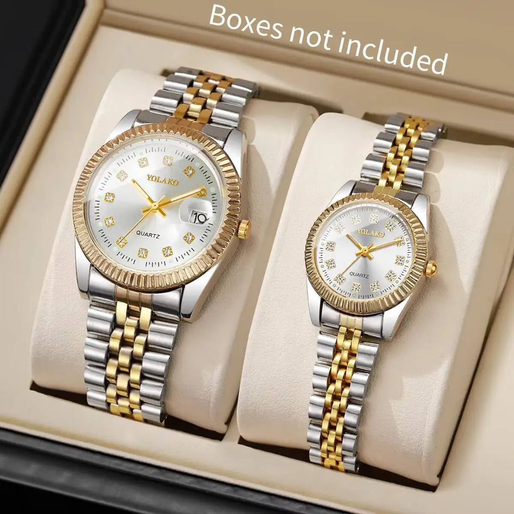 2PCS/Set Couple Watches Luxury Men Business Watch Women Calendar Quartz Wristwatch Reloj Hombre Mujer（Without Box）