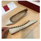 Women's Flat Shoes luxury woman shoes Leather Brand Rivet Flat Shoes Comfortable Casual Outdoor Pointed Toe Shallow Ladies shoes