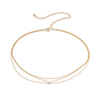 Fashion Metal Double Layered Cross Waist Chain for Women Simple Rhinestone Heart Thin Chain Body Chain Party Jewelry Accessories