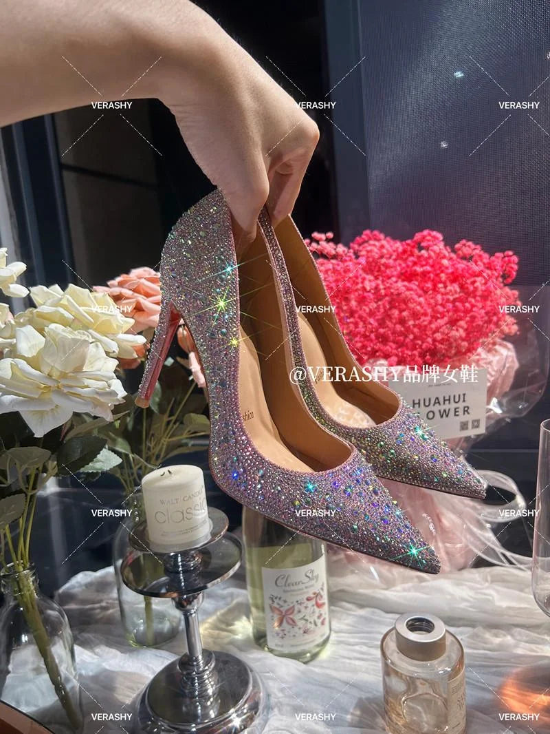 High Heels Women Star Style Sexy Red sole luxury Brand  Woman High Heels Pointed toe glitter Pumps elegant Party Shoes