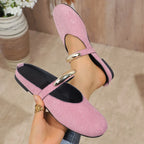 Women Slippers Flats Round Toe Mules Sandals Woman Casual Shoes 2025 Trend Summer Dress Slippers Suede Comfort Slides Women