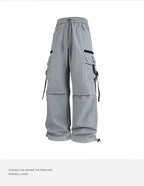 Men's sportswear pants are simple, versatile, retro and fashionable with large pleated pockets for outdoor work