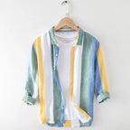 Striped shirt men's 2025 Man Plaid Shirts Cotton Chemise Male Blouses Casual Long Sleeve Formal Business Shirt Men's Clothing