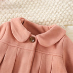 Winter New Girl'S Coat Long Warm Solid Color Fold Lapel Simple Fashion Girl Shawl Long Sleeve Loose Woolen Long Coat