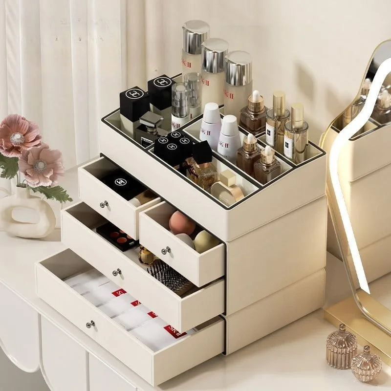 Makeup Box Desktop Large Capacity Skin Care Product Shelf Dustproof Perfume Storage Organizer Removable Cosmetics Storage Box