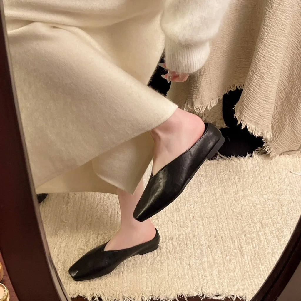 Women Slippers 2025 New Square Toe Elegant Sandals Women Summer Luxury Designer Shoes Comfortable Slip on Slippers Slides Women