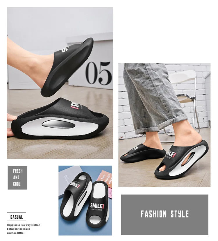 New Men Slippers Slides with a Sense High Aesthetic Value External Wear Anti Slip Thick Bottom, Beach Cool Slippers for Men
