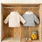 Winter Baby Girl Clothing  Plaid Coat Warm Fleece Lined Cartoon Bear Embroidery Children Cotton Padded Jacket