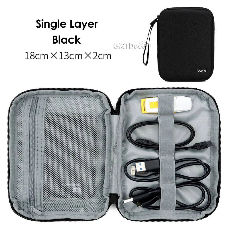 Electronics Protective Storage Bags for Cable Organizer Bag Handheld Tech Pouch for Tablet Phones & Power Banks Organizador Case