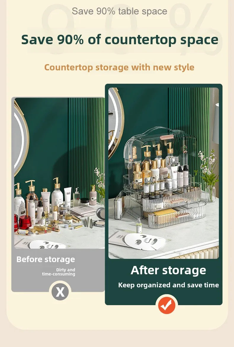 Cosmetics storage box Desktop dust drawer type large-capacity finishing box Multifunctional skin care product storage box