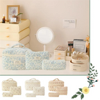 Makeup Cosmetic Bag Cosmetic Bag 3 Pcs Cotton Quilted Makeup Bag Aesthetic Floral Toiletry Bag For Women A