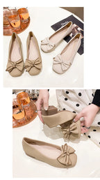 Women's 2025 Shallow Mouth Flats with Bow Soft Soled Summer Slope Heel Super Soft Lazy Shoes Low Cut Comfort Ladies Flats