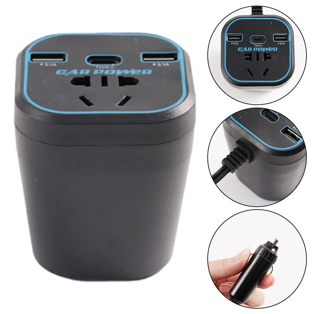 12V/24V TO 220V Converter Car Power Inverter Type-C Multi-function Charger Socket 3.1A Fast Charger Car Power Converter