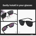 Square Clip On Sunglasses Women Polarized Black Lens UV400 Night Vision Driving Men Goggles Clips Anti Glare Vintage Glasses