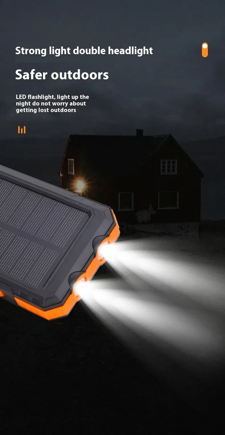 Solar Power Bank 20000mah Large Capacity Portable Charger Compatible with IOS Android USB-A and USB-C Fast Charging Powerbank