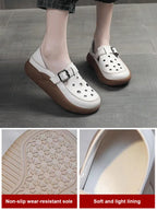 Women's Flats Loafers Platform Casual Slip-On Sandals Retro and Stylish Hollow Low Top Shoes Fashion Non-Slip Beach Sneakers