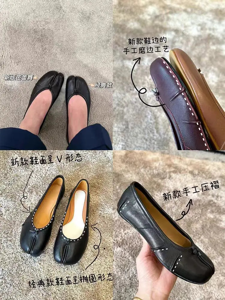 Women Flat Ballet Shoes Tabi Toe-shaped Single Flats Female Pig Hoof Leisure Shoes Soft Mocassins Femmes Casual Shoes Woman