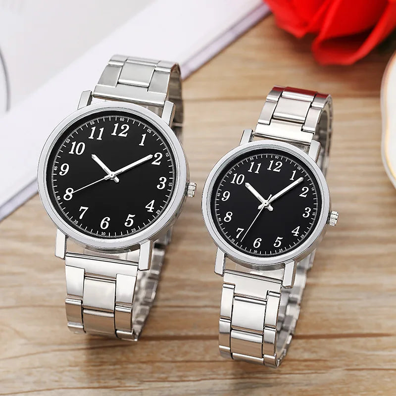 2PCS Couple's Watches Men Business Watch Fashion Analog Women Quartz Watch (Without Box)